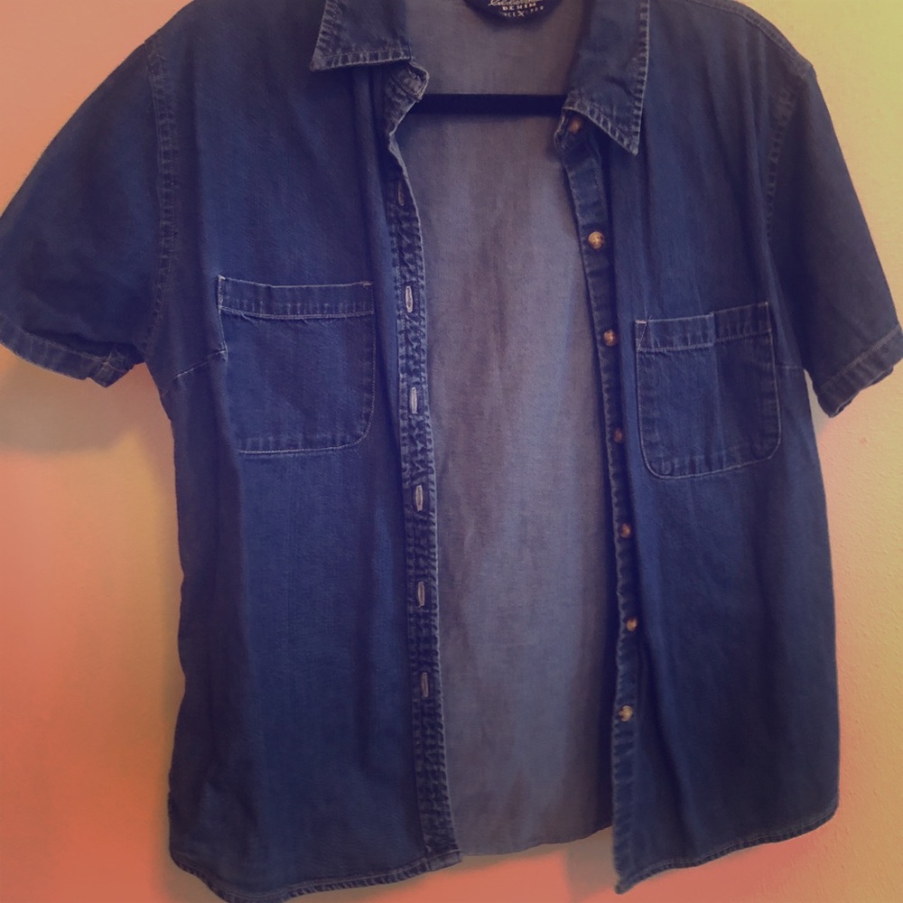 Eddie Bauer Denim Button Up Tee